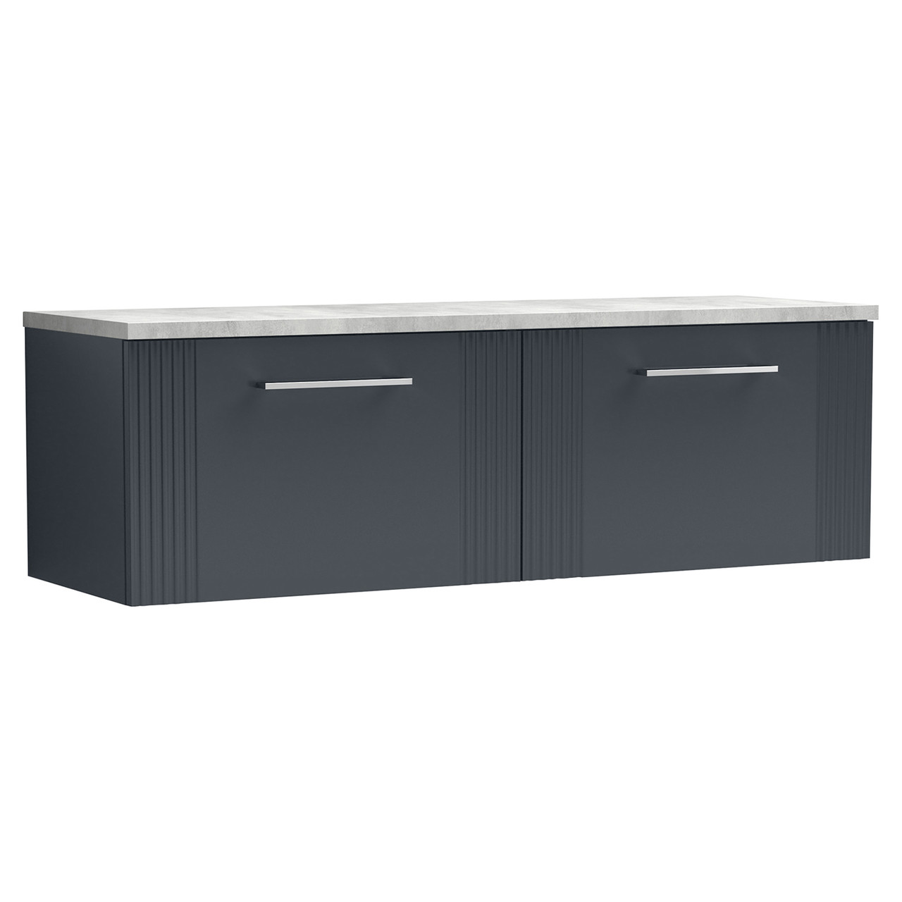 Nuie Deco Wall Hung 2 Drawer Vanity Unit with Bellato Grey Worktop