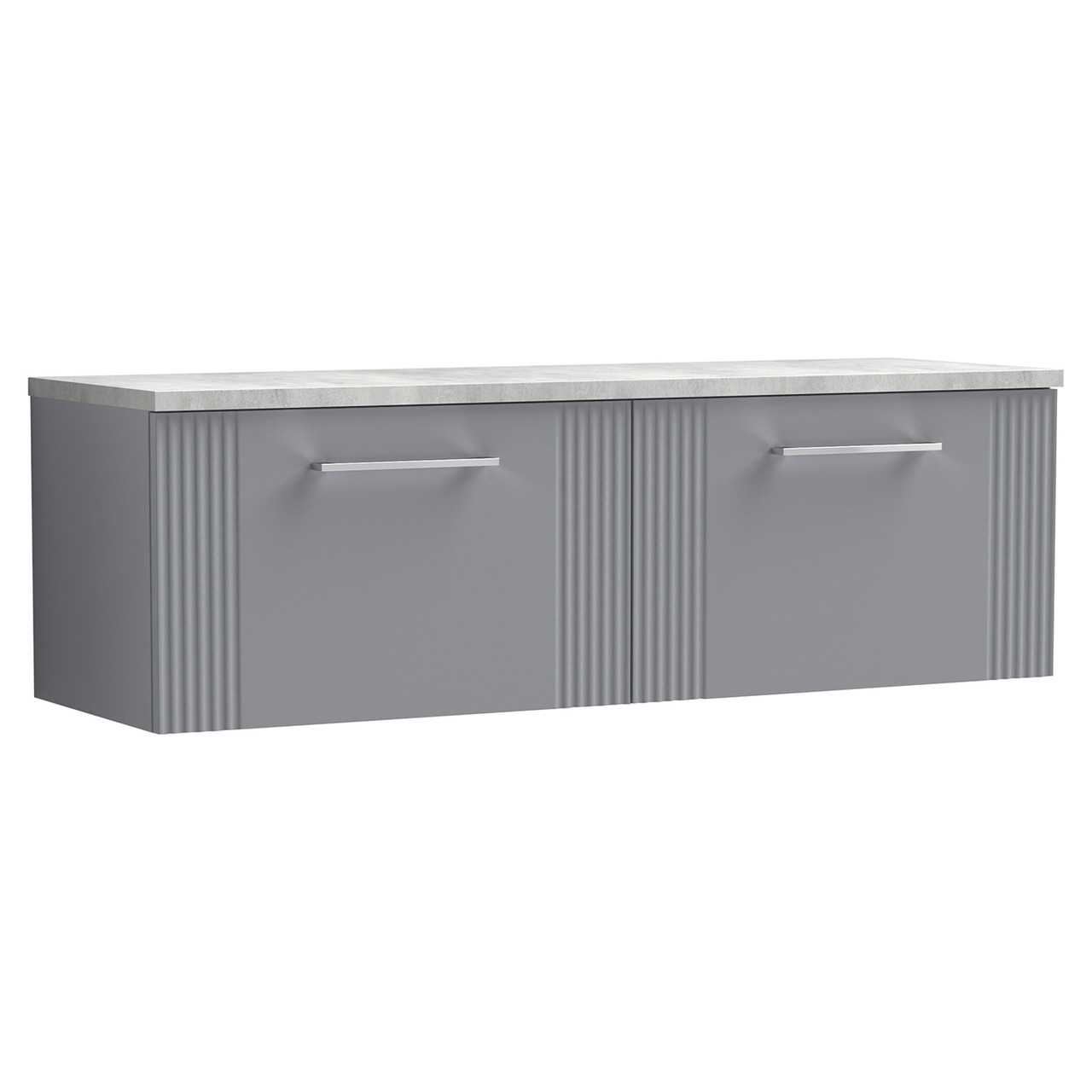 Nuie Satin Grey Deco Wall Hung 2 Drawer Vanity Unit With Bellato Grey Worktop | | Mfc | 1200Mm