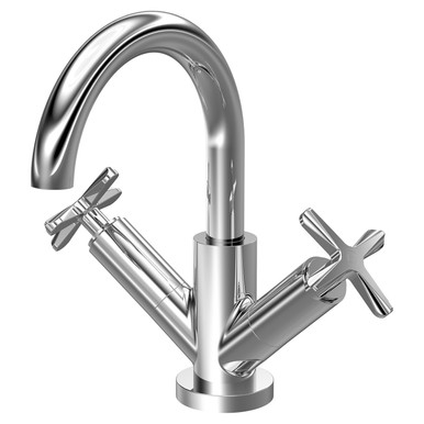 Nuie Chrome Aztec Mono Basin Mixer Tap With Push Button Waste | | Brass | 230Mm X 217Mm X 175Mm