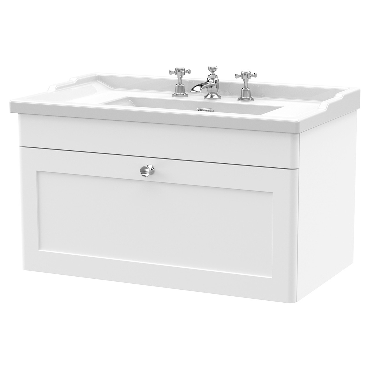 Nuie Classique Wall Hung Single Drawer Vanity Unit and 35mm Profile Basin