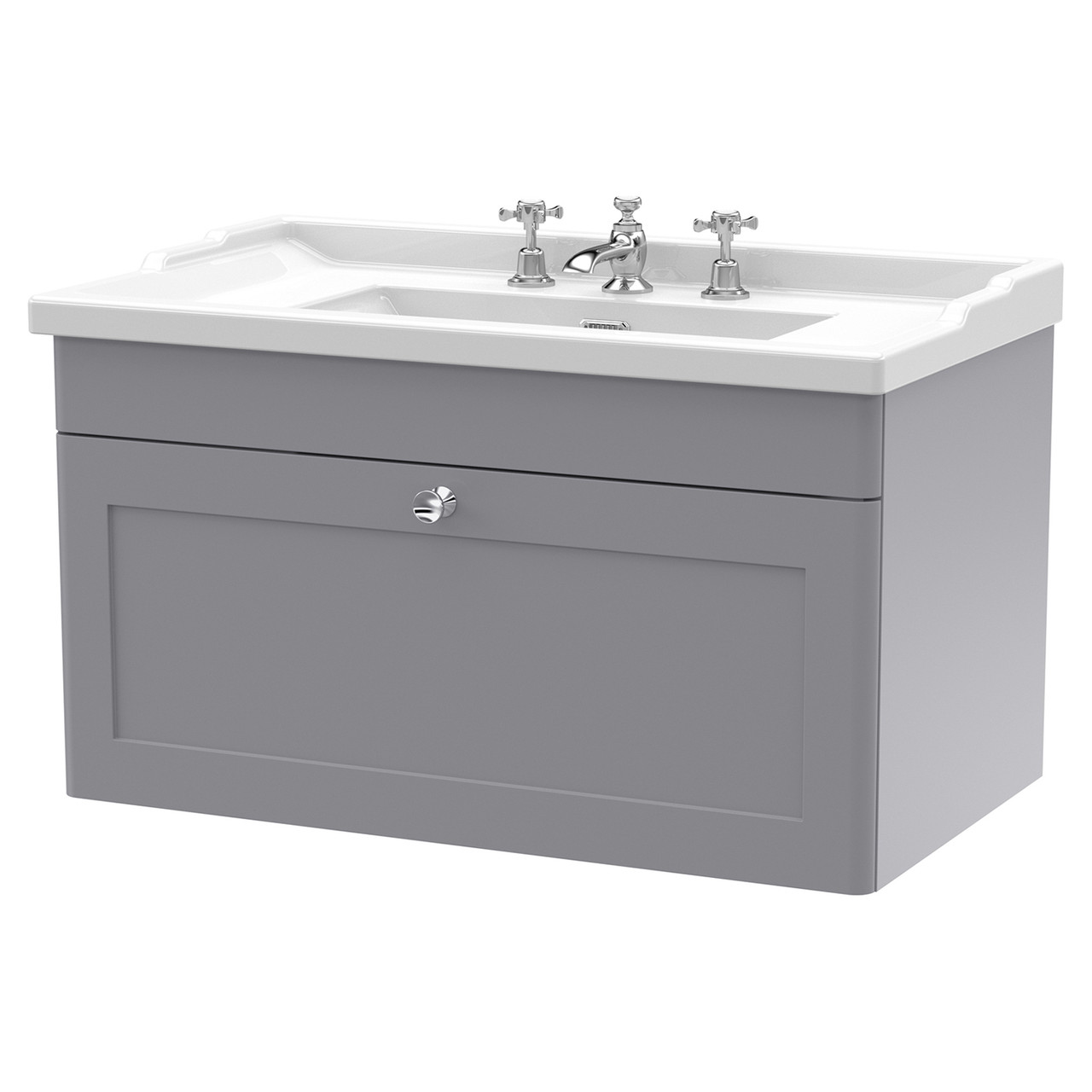 Nuie Classique Wall Hung Single Drawer Vanity Unit and 35mm Profile Basin