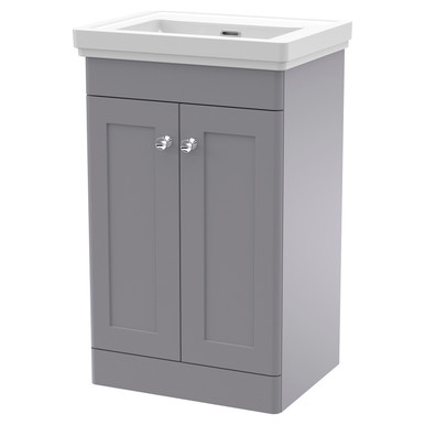 Nuie Satin Grey Classique Door Vanity Unit And 66Mm Profile Basin | | Mfc | 500Mm Size 2