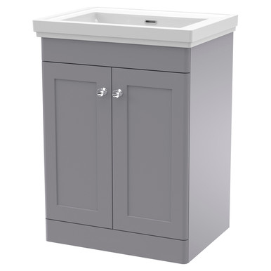 Nuie Satin Grey Classique Door Vanity Unit And 66Mm Profile Basin | | Mfc | 600Mm Size 2