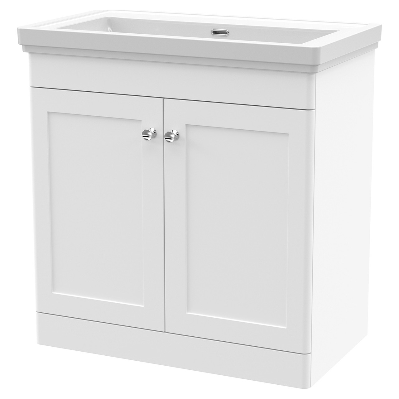Nuie Satin White Classique 2 Door Vanity Unit And 66Mm Profile Basin | | Mdf | 800Mm