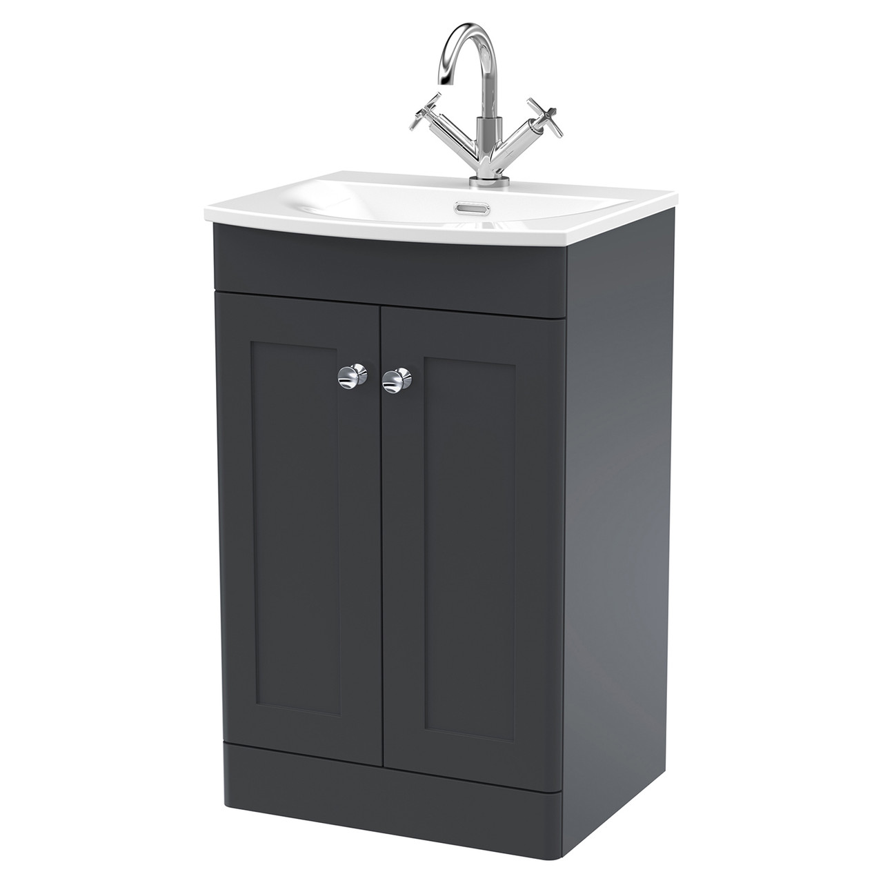 Nuie Classique Satin 2 Door Vanity Unit and 30mm Profile Curved Basin