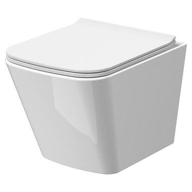 Nuie White Ava Rimless Wall Hung Toilet Pan With Sandwich Soft Close Toilet Seat | | Vitreous China | 350Mm X 363Mm X 480Mm Size 5