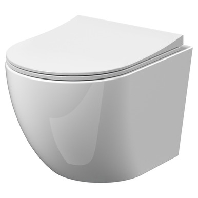 Nuie White Freya Rimless Wall Hung Toilet Pan With Soft Close Toilet Seat | | Vitreous China | 360Mm X 323Mm X 482Mm Size 5