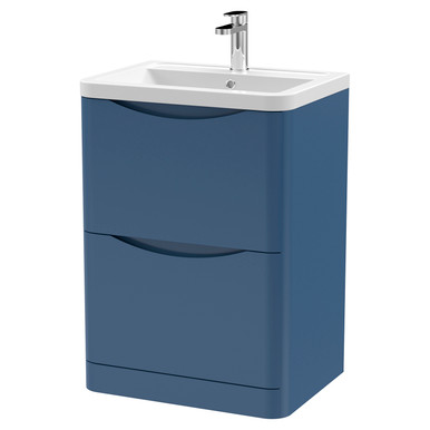 Nuie Satin Blue Lunar Drawer Vanity Unit And Ceramic Basin | | Mfc | 600Mm Size 2