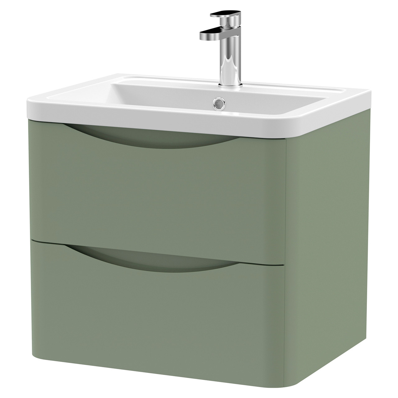 Nuie Lunar Wall Hung 2 Drawer Vanity Unit and Ceramic Basin