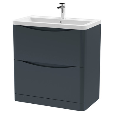 Nuie Soft Black Lunar Satin Drawer Vanity Unit And Ceramic Basin | | Mfc | 800Mm Size 2