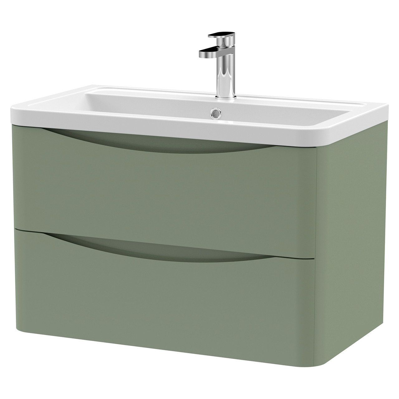 Nuie Lunar Wall Hung 2 Drawer Vanity Unit and Ceramic Basin