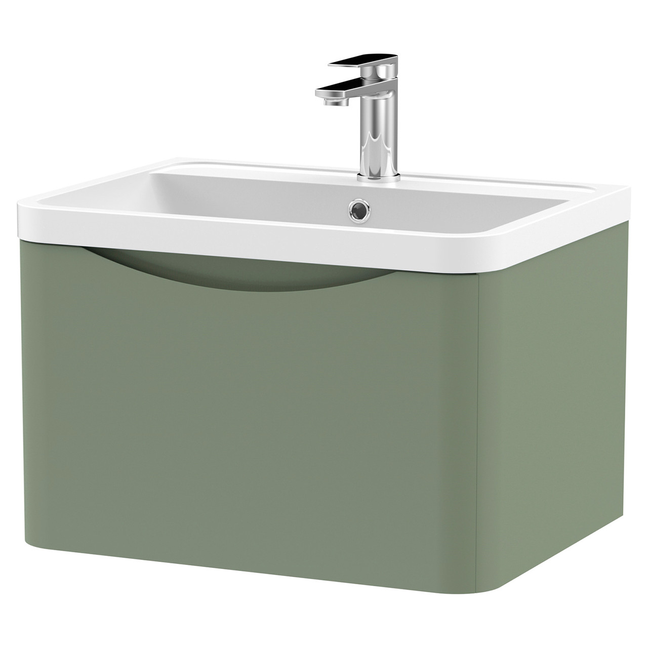 Nuie Lunar Wall Hung Single Drawer Vanity Unit and Polymarble Basin