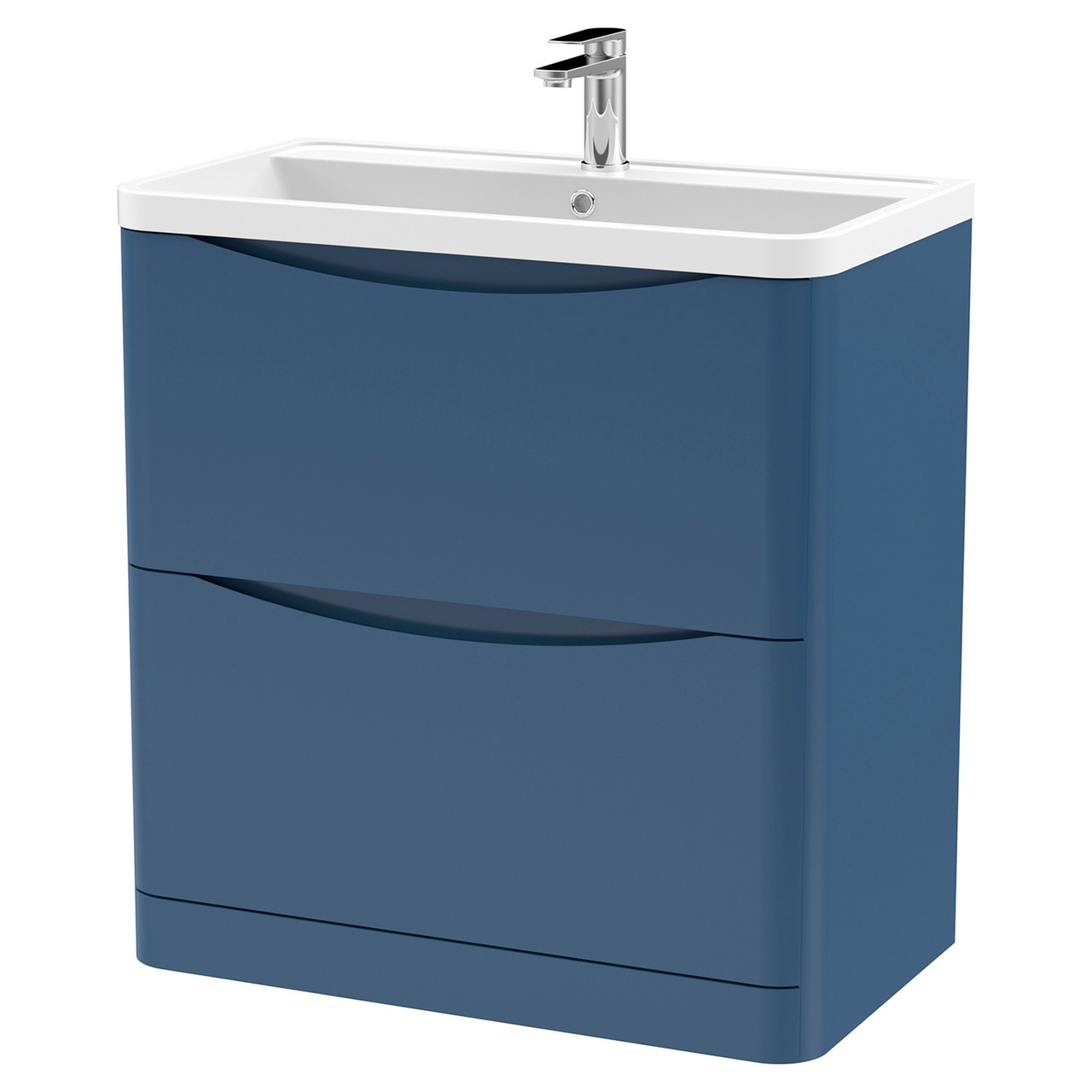 Nuie Satin Blue Lunar 2 Drawer Vanity Unit And Polymarble Basin | | Mdf | 800Mm