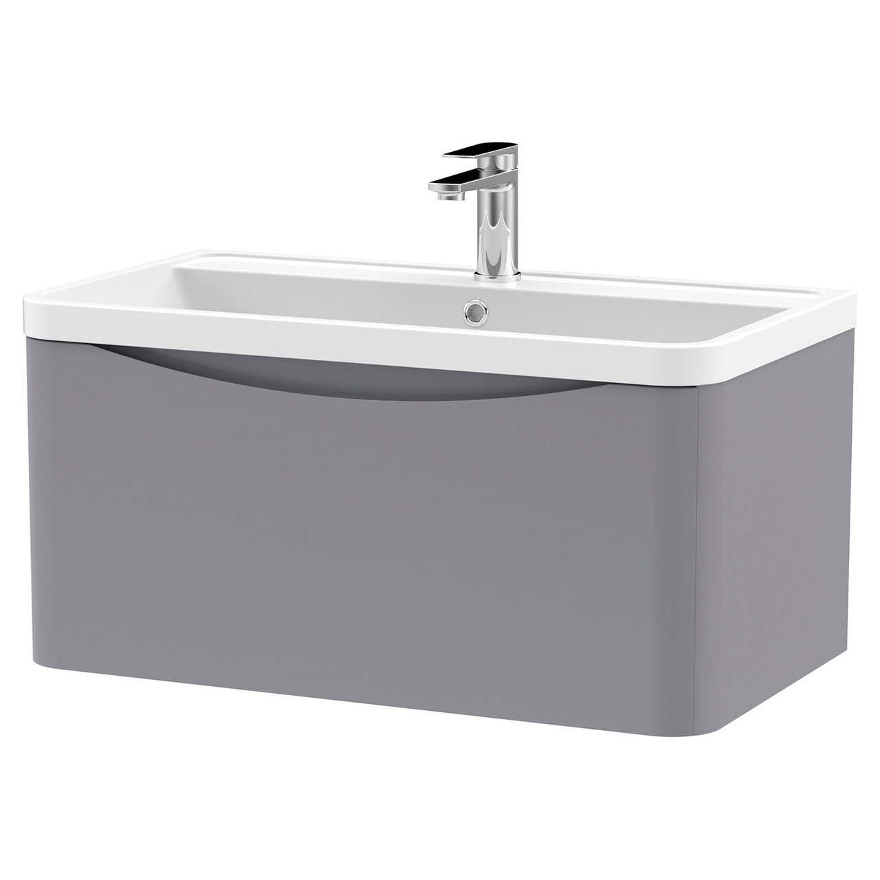 Nuie Lunar Wall Hung Single Drawer Vanity Unit and Polymarble Basin