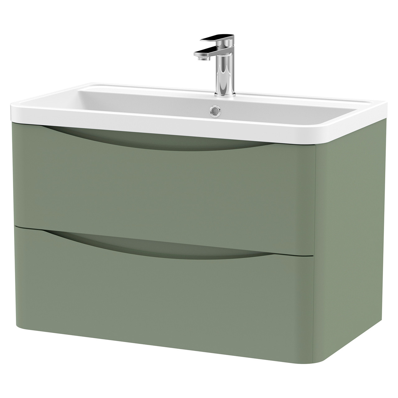 Nuie Lunar Wall Hung 2 Drawer Vanity Unit and Polymarble Basin