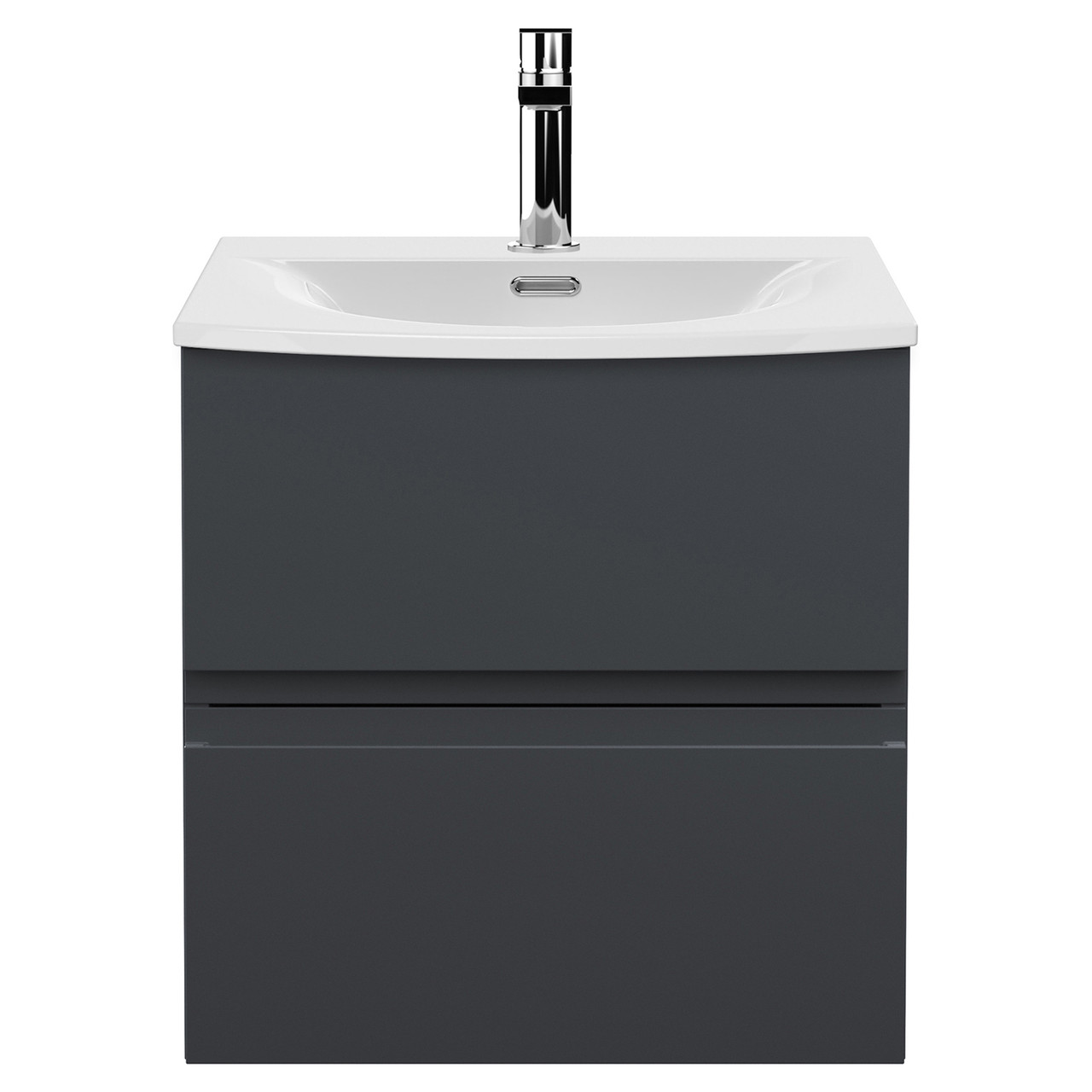 Hudson Reed Urban Satin Wall Hung 2 Drawer Vanity Unit and Curved Ceramic Basin