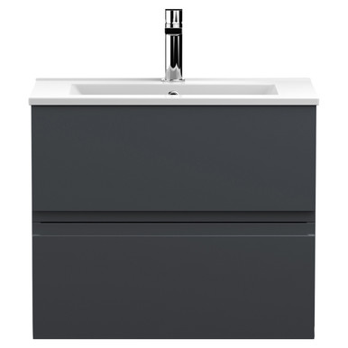 Hudson Reed Soft Black Urban Satin Wall Hung Drawer Vanity Unit And Minimalist Ceramic Basin | | Mfc | 600Mm Size 2