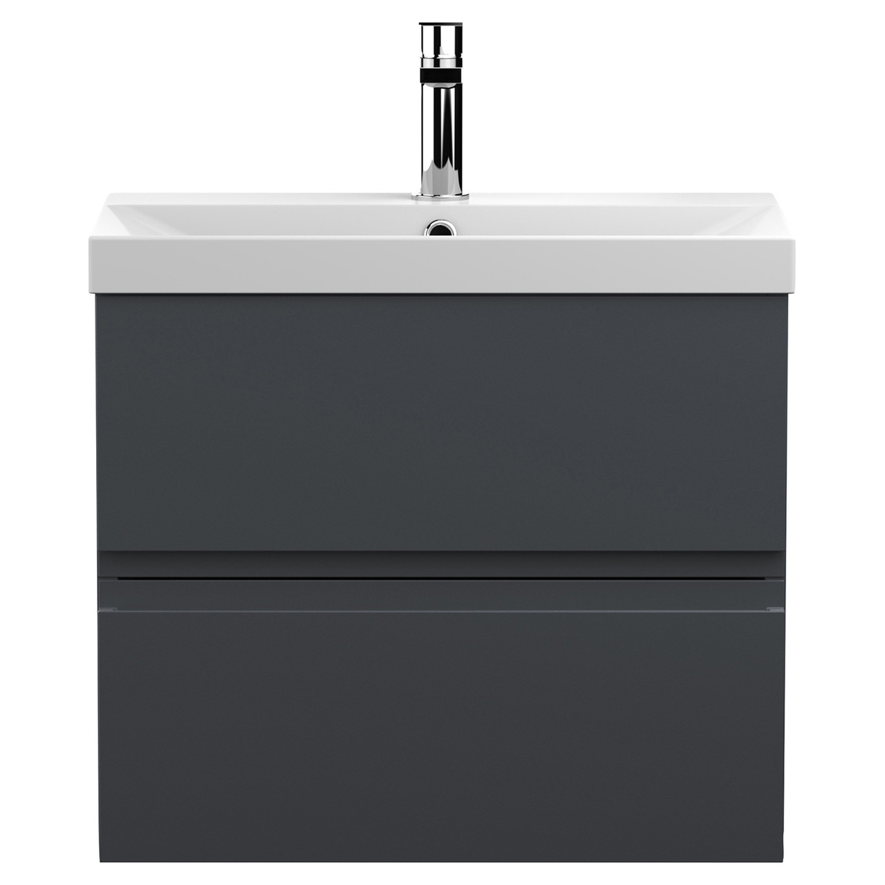 Hudson Reed Urban Satin Wall Hung 2 Drawer Vanity Unit and Thin Edge Ceramic Basin