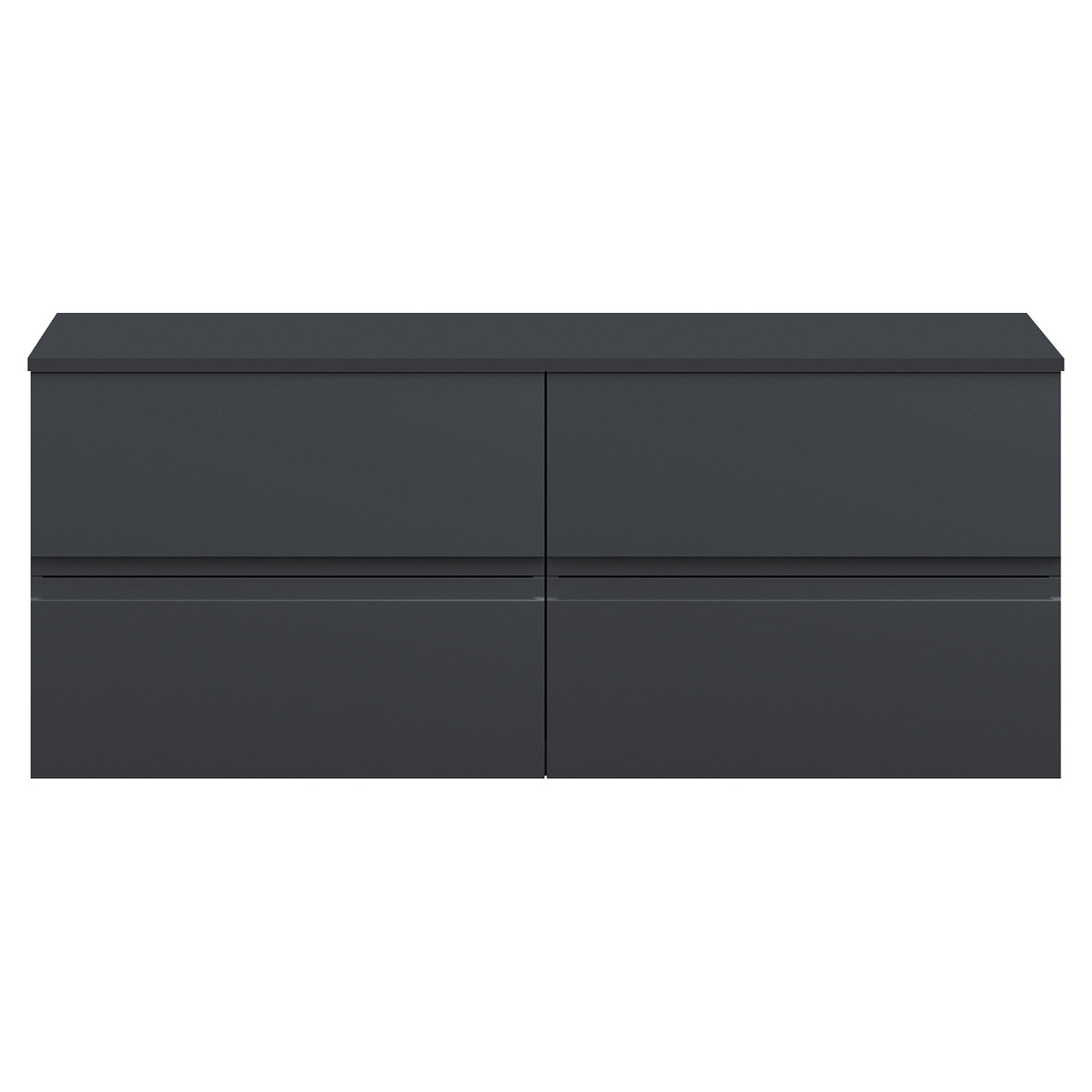 Hudson Reed Satin Soft Black Urban Wall Hung 2 Drawer Vanity Unit With Worktop | | Mfc | 600Mm