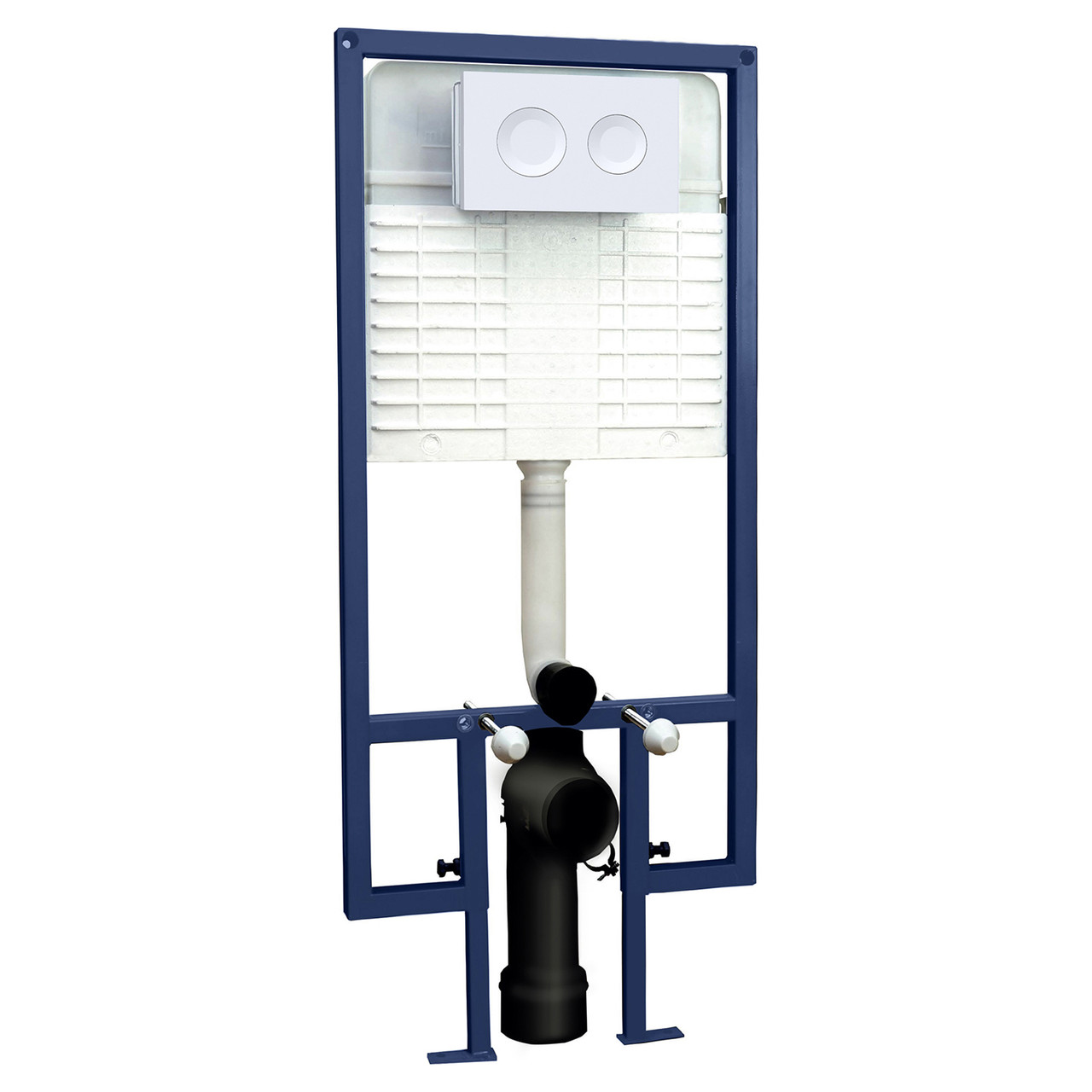 Nuie Concealed Cistern with Wall Frame and Round Dual Flush Push Buttons