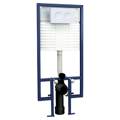 Nuie Matt White Concealed Cistern With Wall Frame And Round Dual Flush Push Buttons | | Hd Polyethylene | 520Mm X 1136Mm X 204Mm