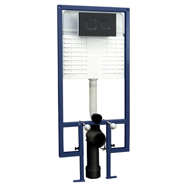 Nuie Matt Black Concealed Cistern With Wall Frame And Square Dual Flush Push Buttons | | Hd Polyethylene | 520Mm X 1136Mm X 204Mm