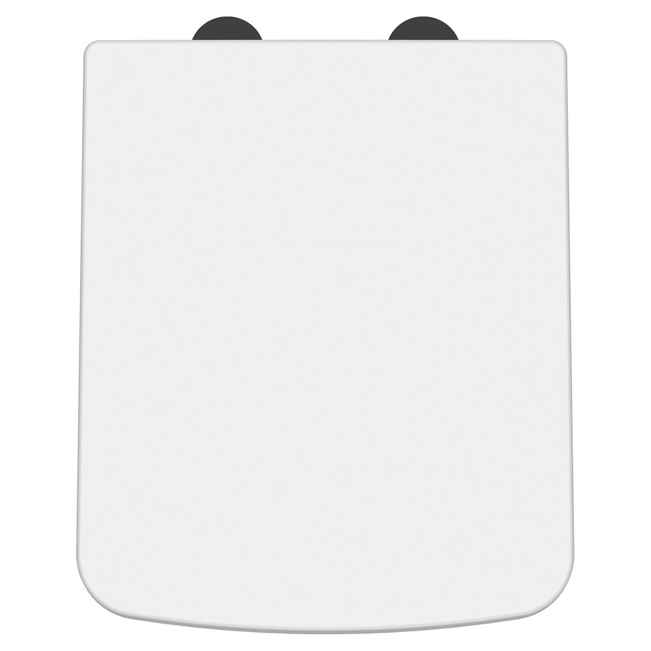 Nuie Square Quick Release Soft Close Toilet Seat with Matt Black Hinge Caps