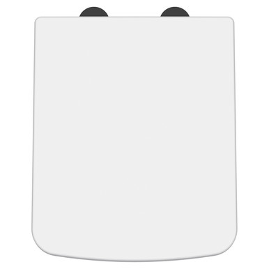 Nuie White Square Quick Release Soft Close Toilet Seat With Matt Black Hinge Caps | | Uf | 358Mm X 53Mm X 435Mm