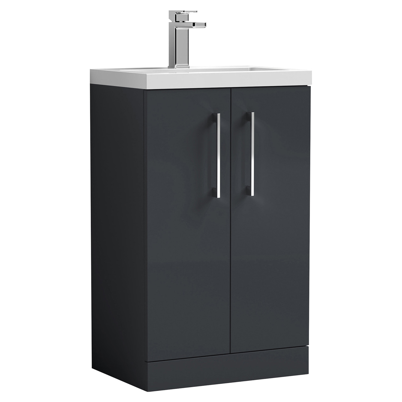 Nuie Arno Compact Satin 2 Door Vanity Unit and Ceramic Basin