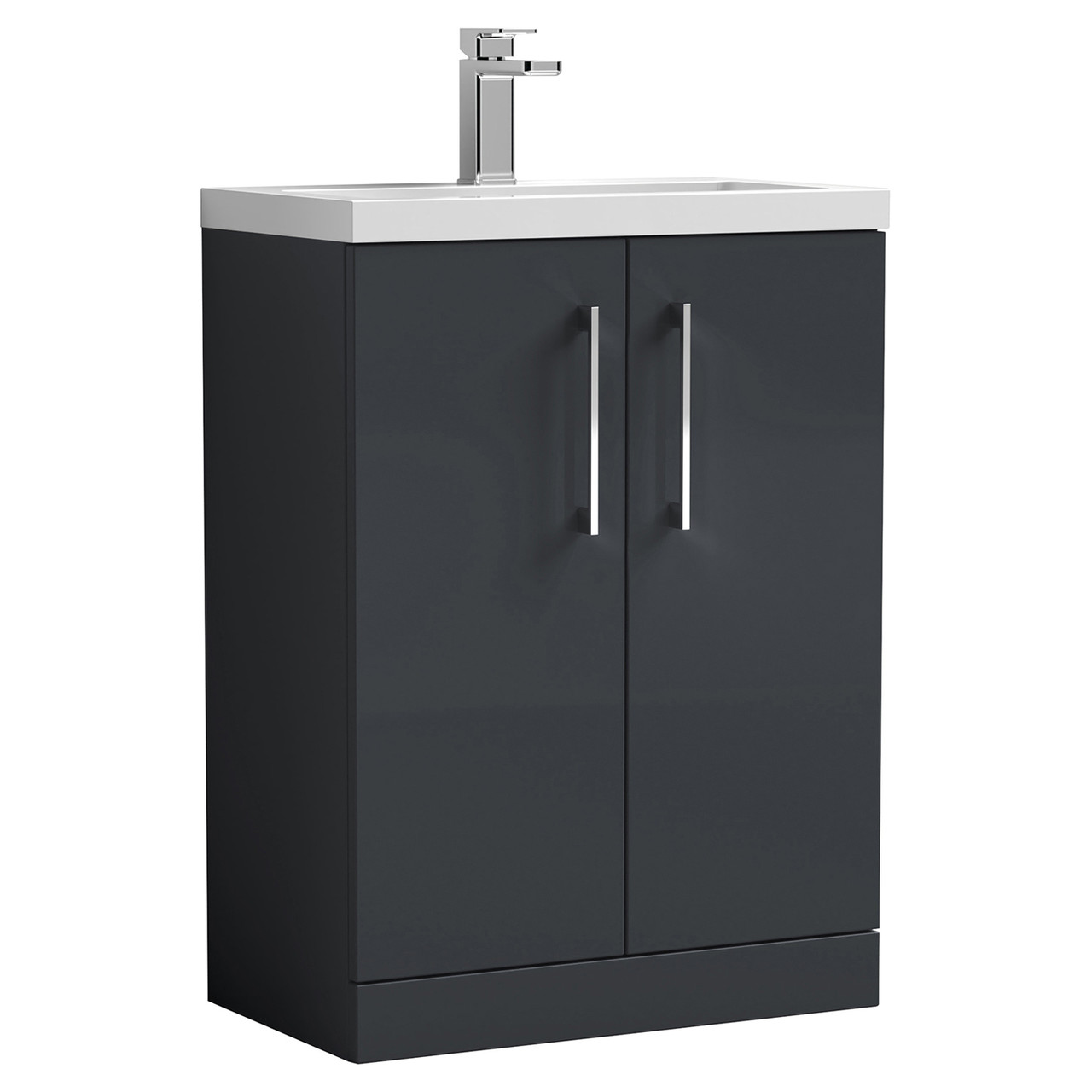 Nuie Arno Compact Satin 2 Door Vanity Unit and Ceramic Basin