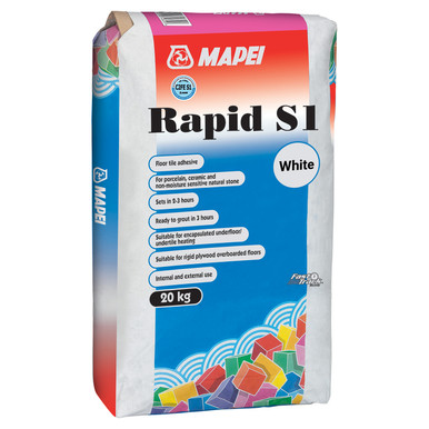 Mapei White Rapid S1 20Kg Quick Setting Floor Tile Adhesive | | 260Mm X 440Mm X 130Mm