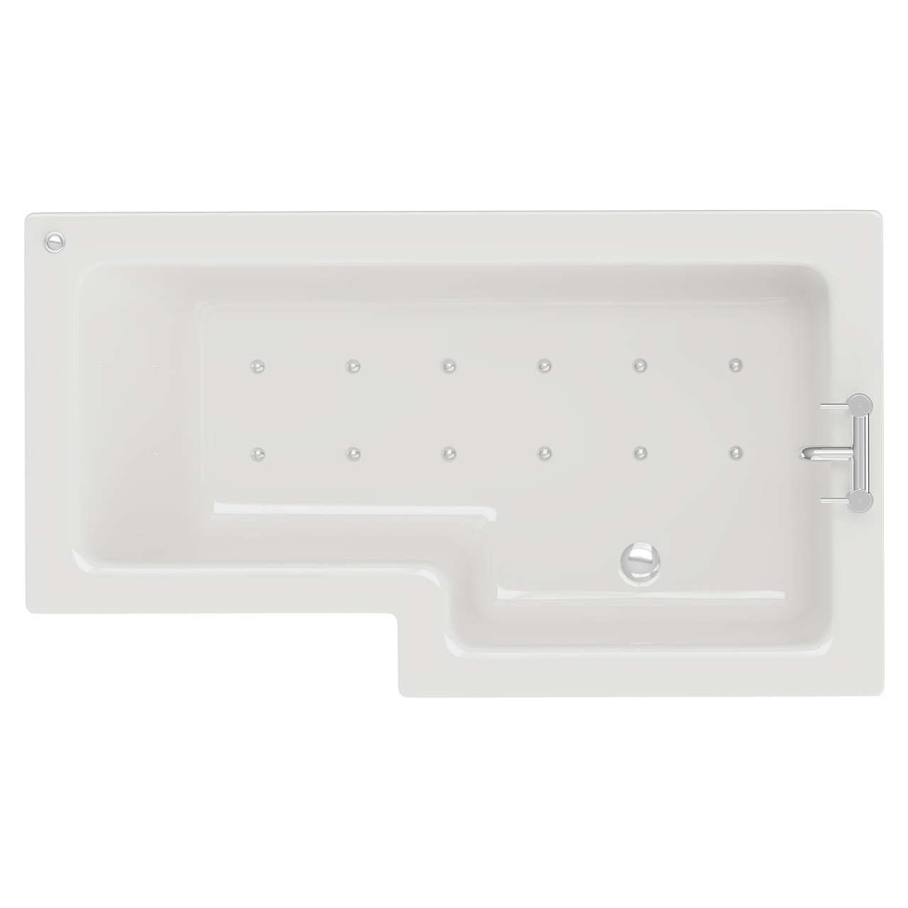 Loire 12 Jet Chrome Easifit Right Hand L Shaped Shower Bath with Front Bath Panel