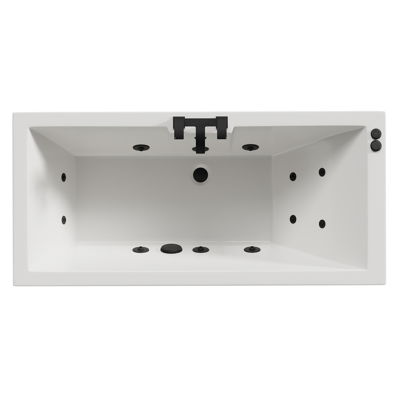 Legend Baths Legend Left Hand 12 Jet Matt Black V-Tec Single Ended Whirlpool Bath