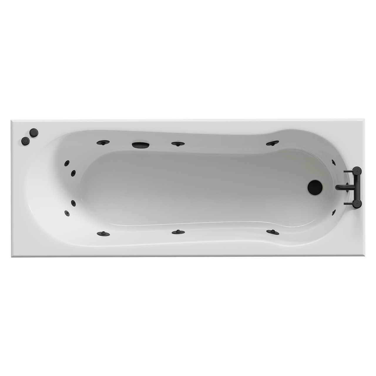 Keyhole 12 Jet Matt Black V-Tec Single Ended Whirlpool Shower Bath