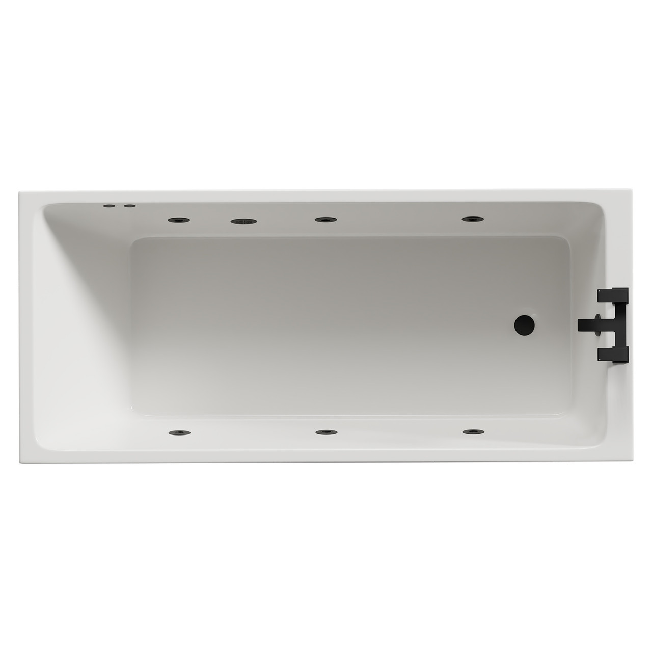 Slim Edge 6 Jet Matt Black Flat Jet Single Ended Whirlpool Bath