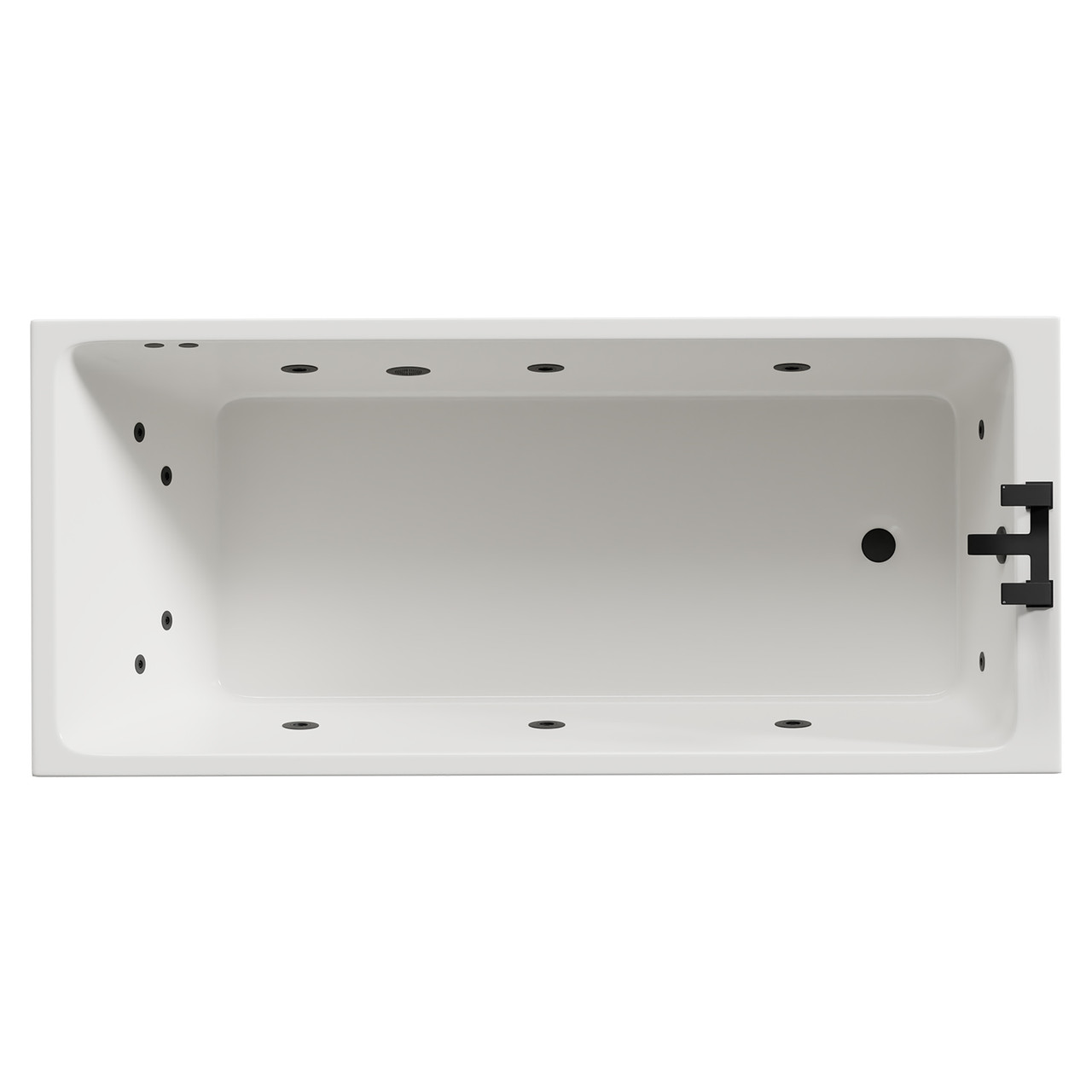 Slim Edge 12 Jet Matt Black Flat Jet Single Ended Whirlpool Bath