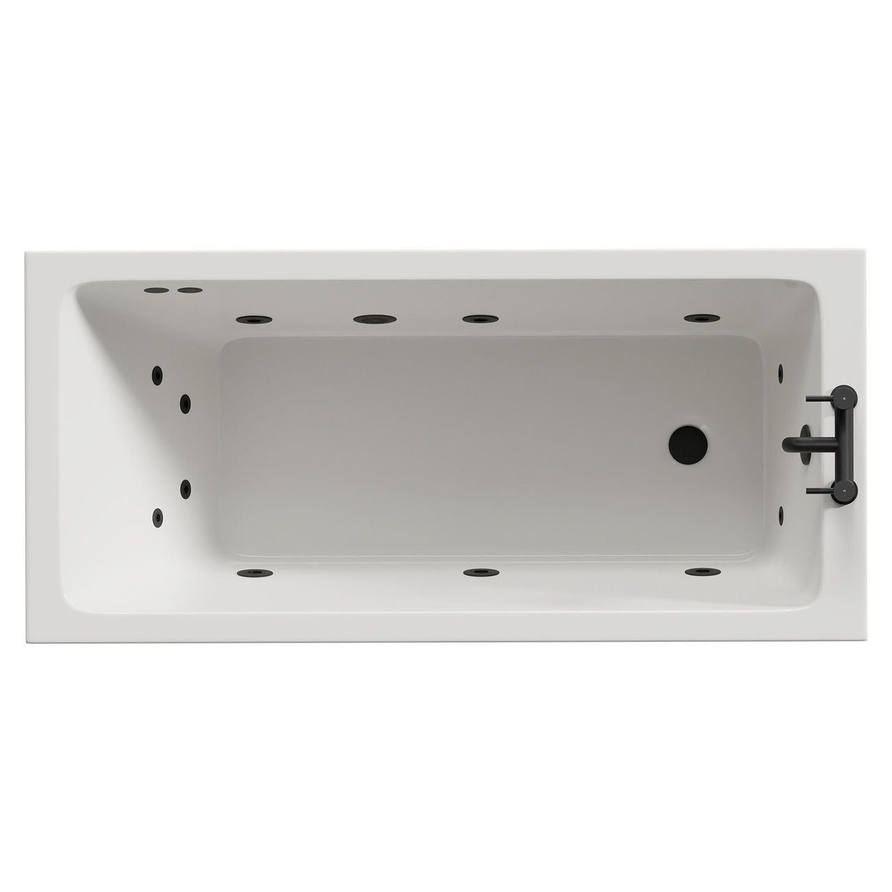 Slim Edge 12 Jet Matt Black Flat Jet Single Ended Whirlpool Bath