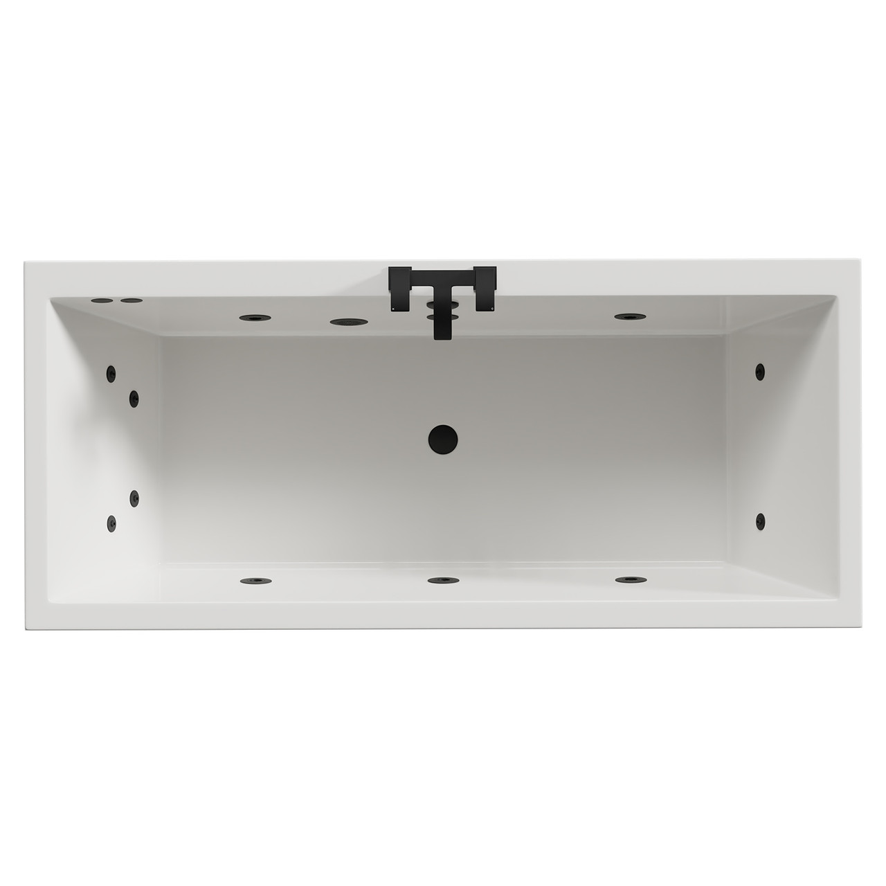 Slim Edge 12 Jet Matt Black Flat Jet Double Ended Whirlpool Bath