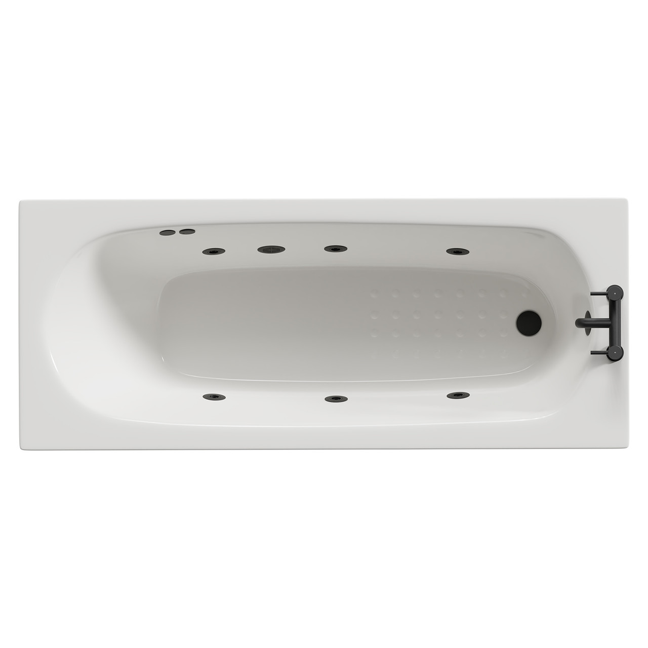Monte Carlo 6 Jet Matt Black Flat Jet Textured Base Anti Slip Single Ended Whirlpool Bath