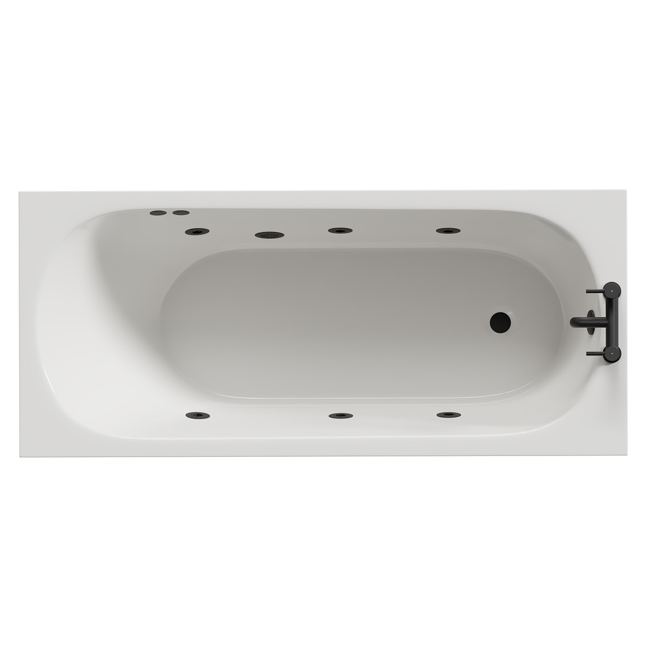 Compact 6 Jet Matt Black Flat Jet Single Ended Whirlpool Bath