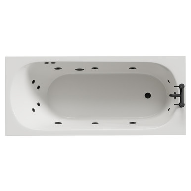 Wholesale Domestic White Compact 12 Jet Matt Black Flat Jet Single Ended Whirlpool Bath | | Acrylic | 1600Mm X 700Mm