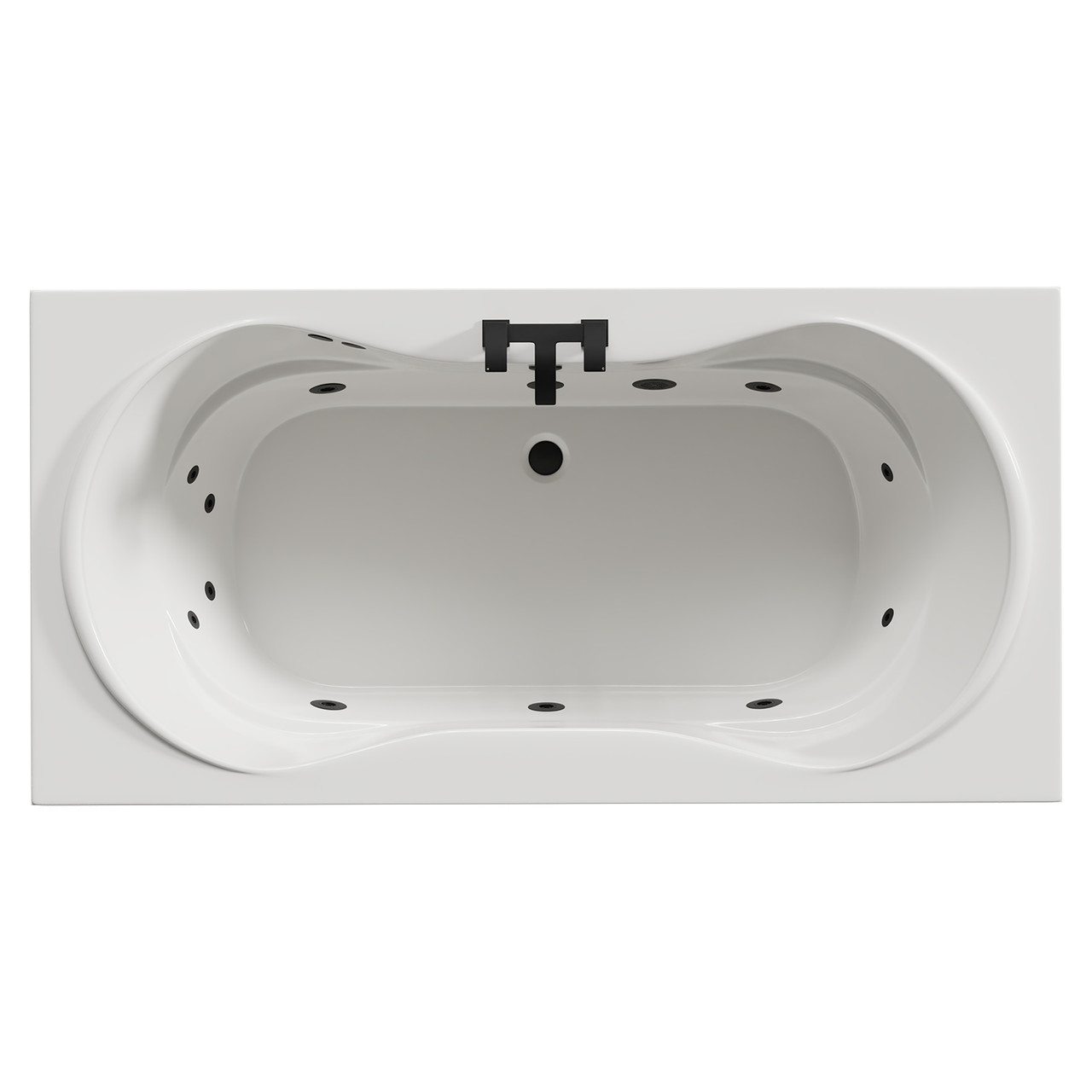 Strata Duo XL 12 Jet Matt Black Flat Jet Double Ended Whirlpool Bath