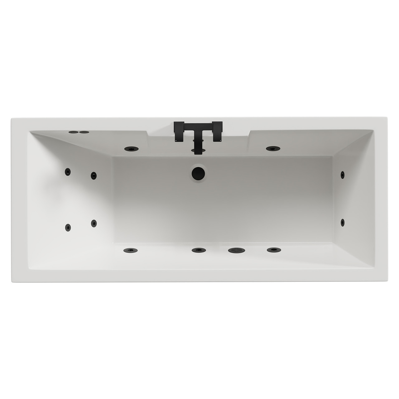 Legend Baths Legend Right Hand 12 Jet Matt Black Flat Jet Single Ended Whirlpool Bath