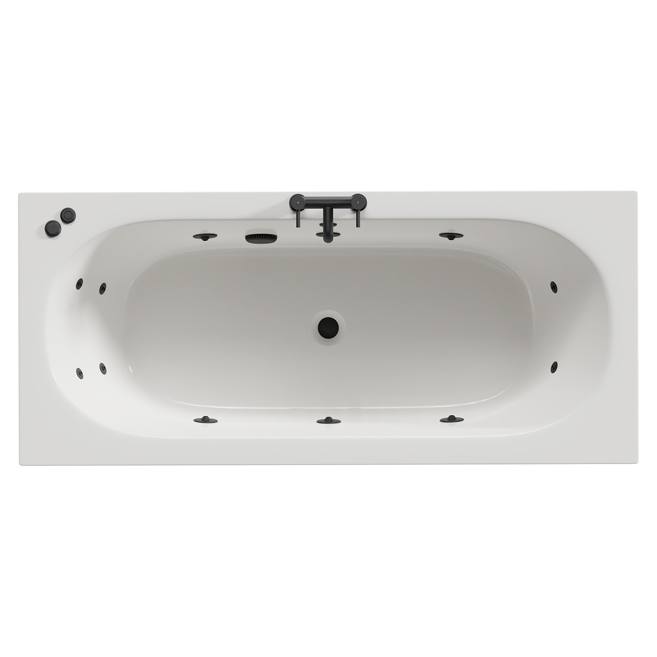 Metropole 12 Jet Matt Black V-Tec Double Ended Whirlpool Bath