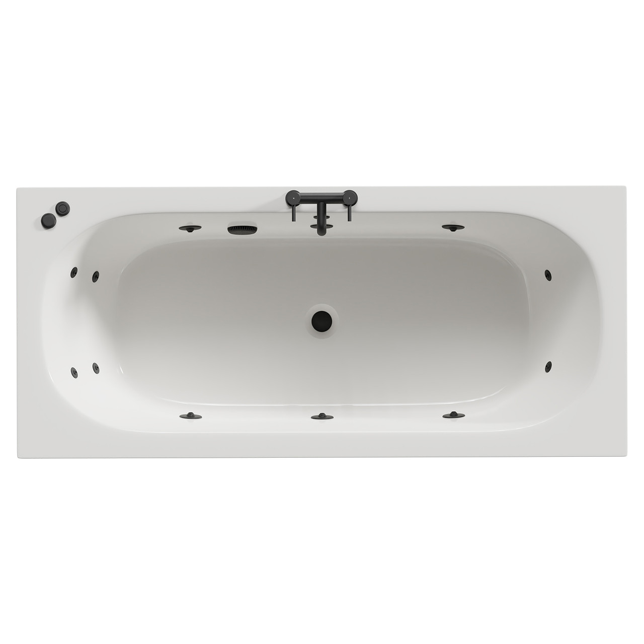 Metropole 12 Jet Matt Black V-Tec Double Ended Whirlpool Bath