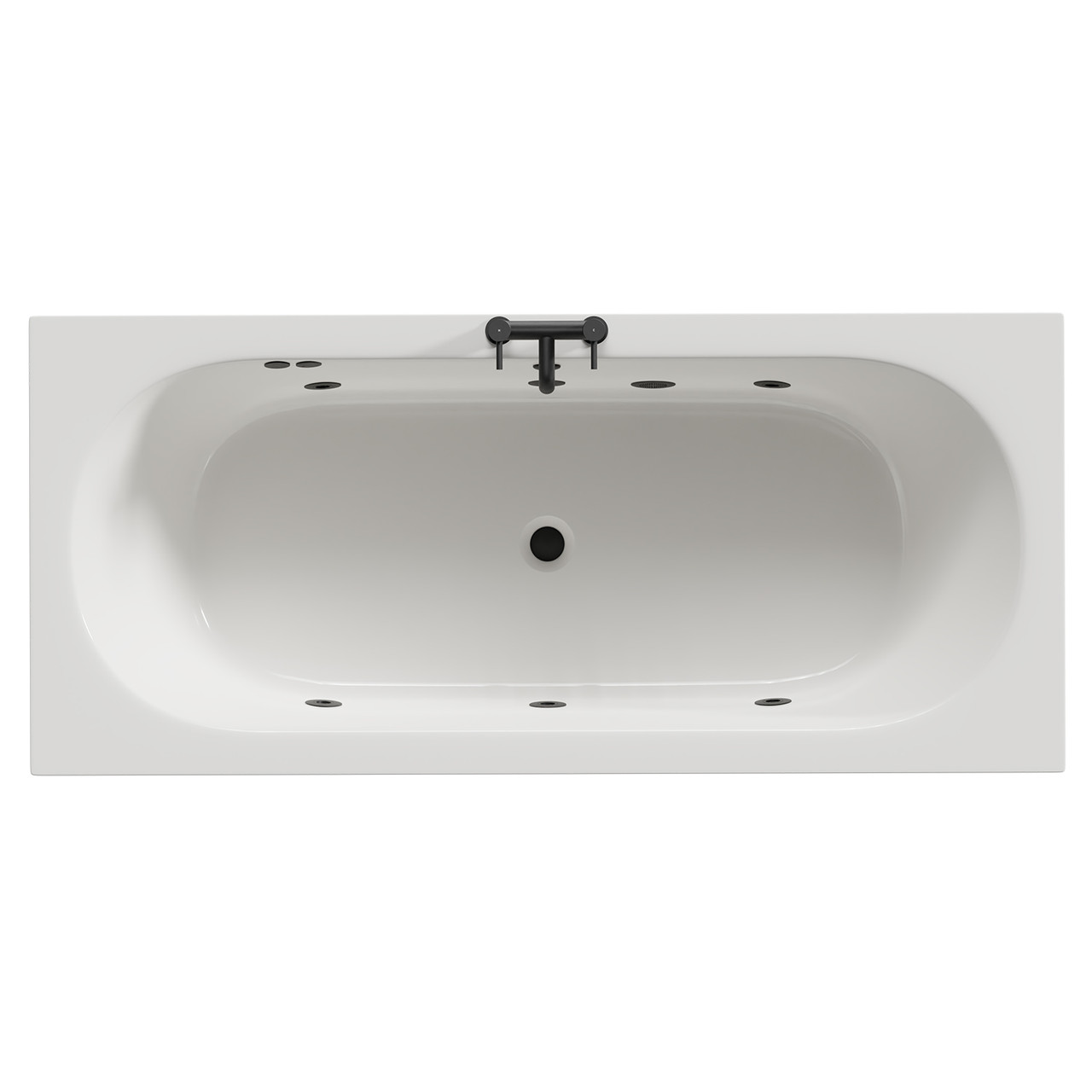 Metropole 6 Jet Matt Black Flat Jet Double Ended Whirlpool Bath