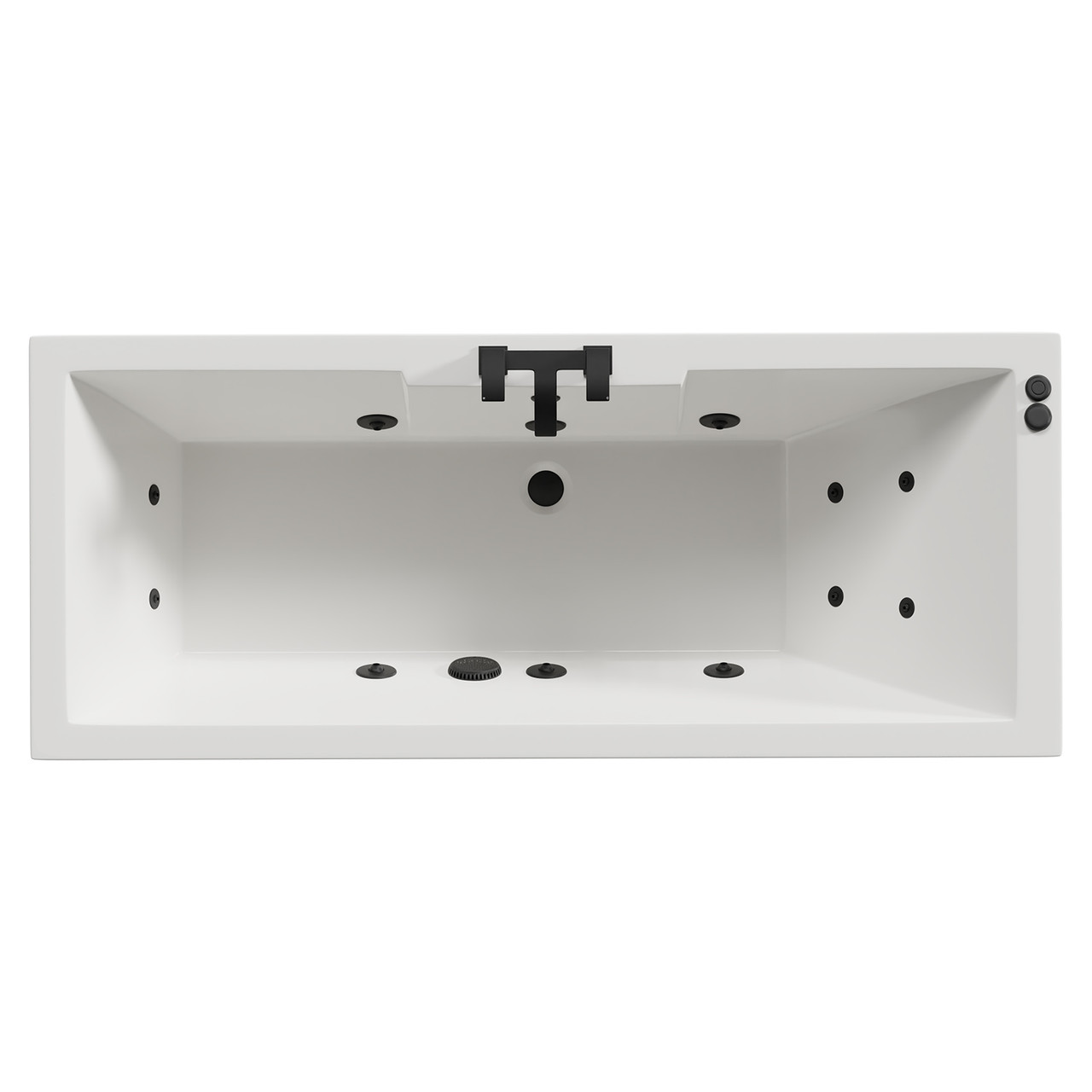 Legend Baths Legend Left Hand 12 Jet Matt Black V-Tec Single Ended Whirlpool Bath