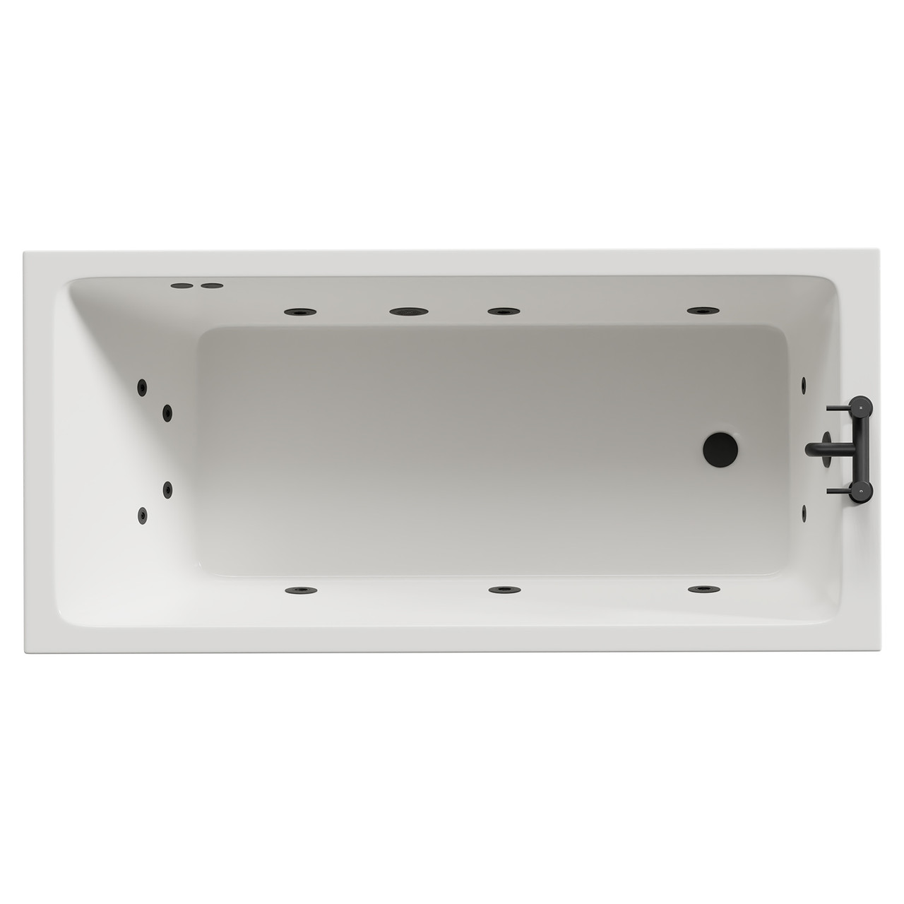 Slim Edge 12 Jet Matt Black Flat Jet Single Ended Whirlpool Bath