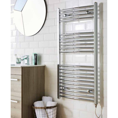 Kartell Chrome Curved Electric Thermostatic Towel Rail | | Metal | 1200Mm X 500Mm