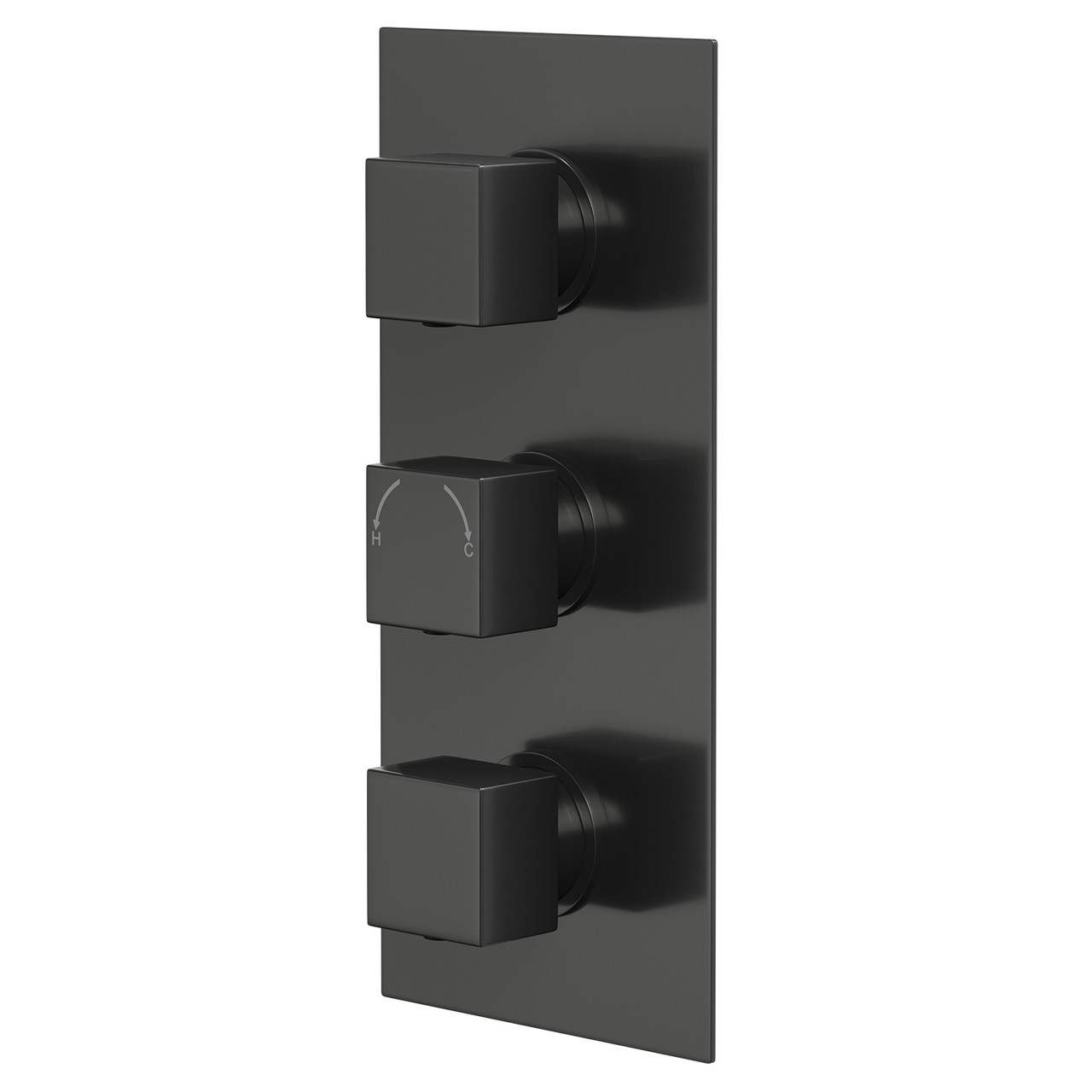 Colore Gunmetal Grey Square Concealed Triple Thermostatic Shower Valve With Diverter | | Brass | 120Mm X 265Mm X 47Mm